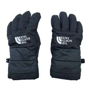North Face Boys Small Black  Insulated Fleece Lined Winter Ski Snow Gloves Black